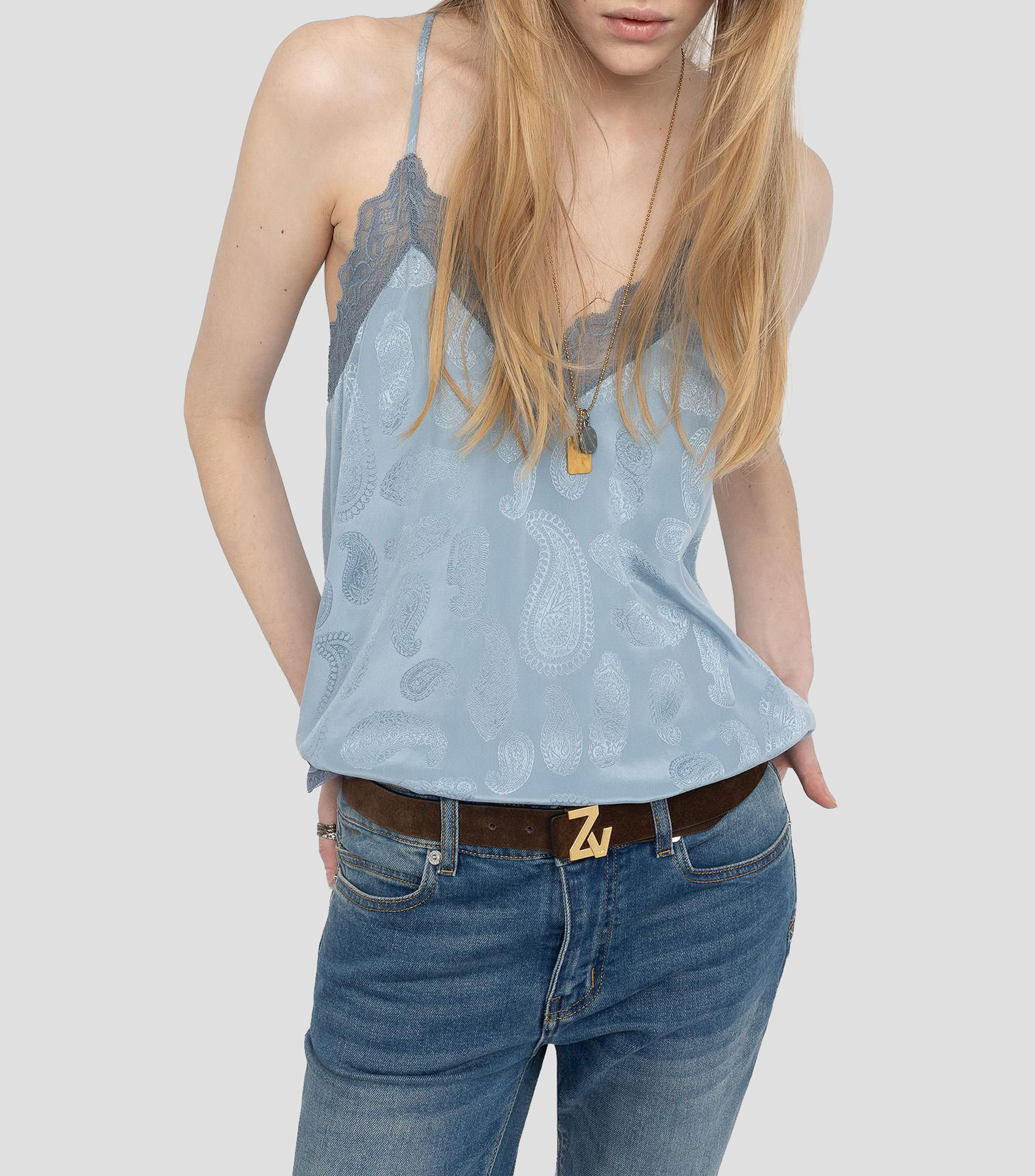 Blusa estampada sin mangas Mujer
